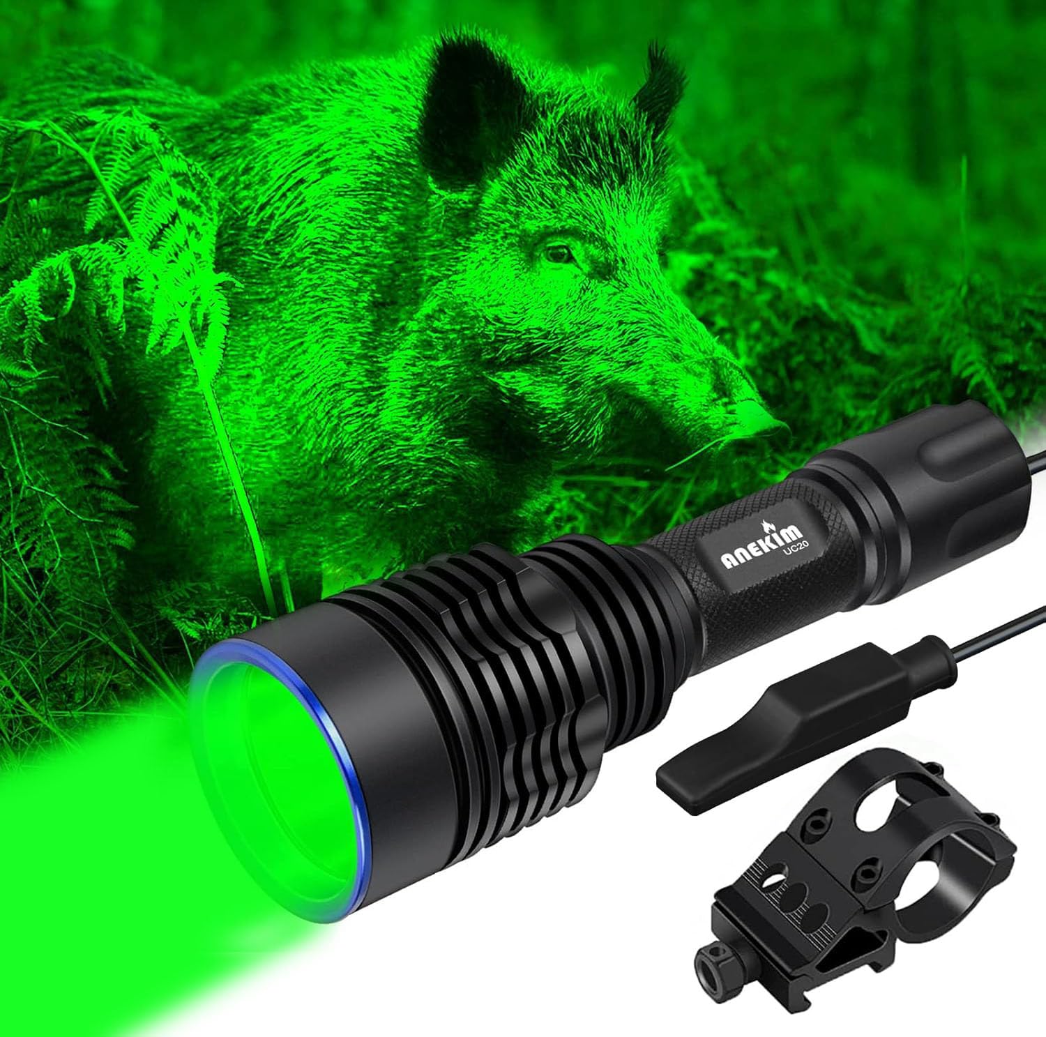 ANEKIM UC20 Green Hunting Light Flashlight kit,1586 Yards Green